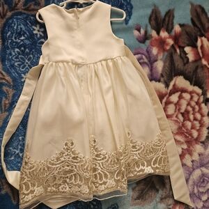 Chic Cream Dress with Gold Embroidery